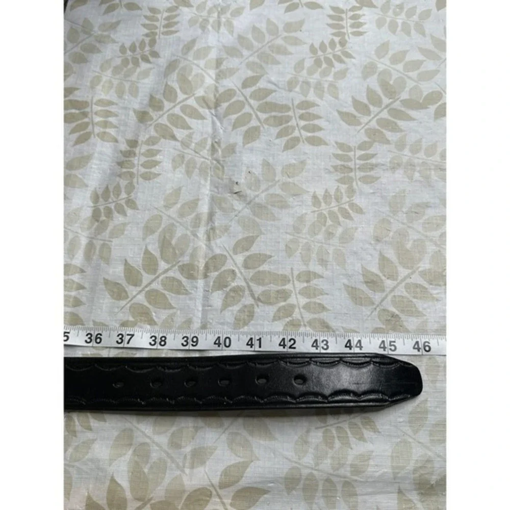 Leather Belt Men's Size 38 Made In Mexico braided Stitched‎ Black western unisex